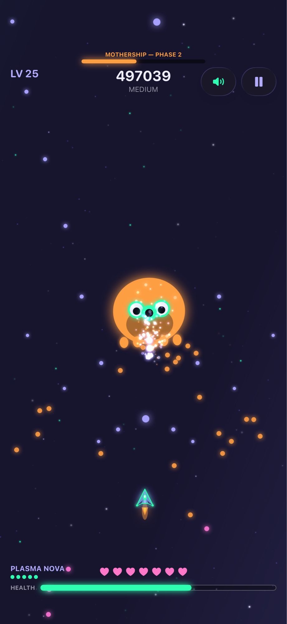 Aliens Incoming orange mothership boss exploding in phase 2