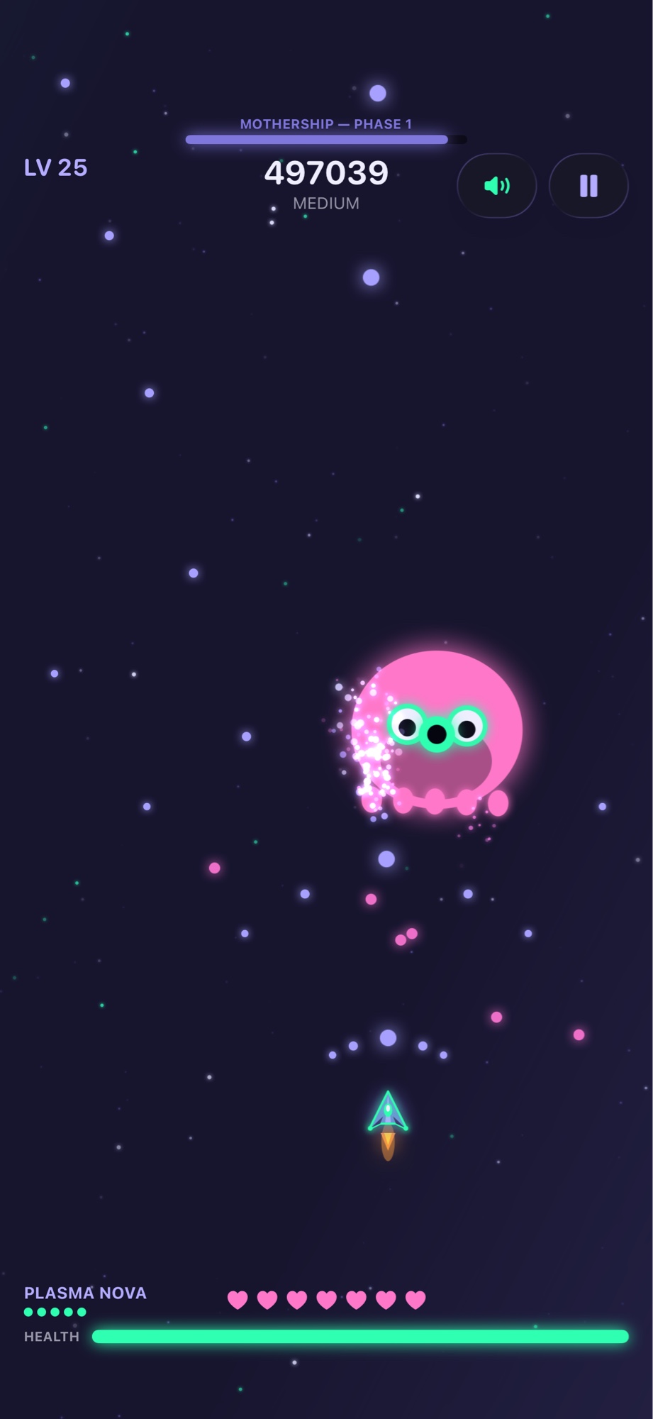 Aliens Incoming boss fight against a glowing pink mothership